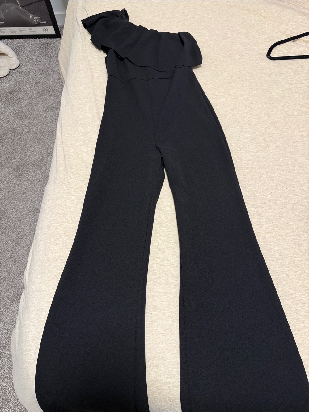 Blue Blush Black One-Shoulder Ruffle Jumpsuit